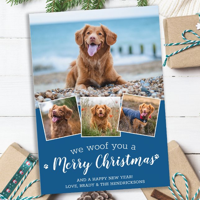 Tarjeta Festiva Personalizado 4 Mascotas Foto Perro Enamorado Feli (Subido por el creador)