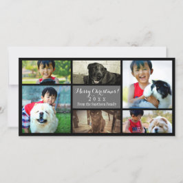 Tarjeta Festiva Personalizado 6 Navidades de Collage de fotos Gray