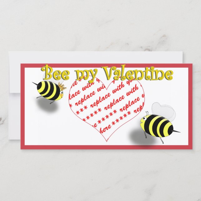 Tarjeta Festiva Personalizado Abejas "Abejas mi San Valentín" (Anverso)
