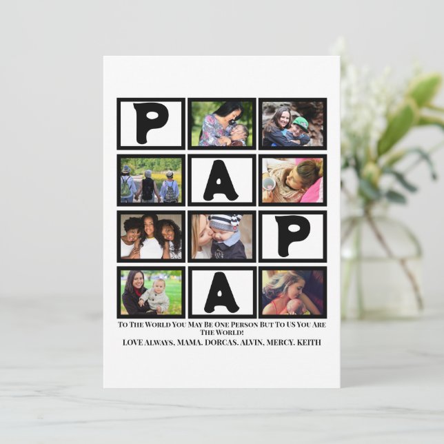 Tarjeta Festiva Personalizado Abuelo Padres Día Papá 9 Collage de  (Anverso de pie)