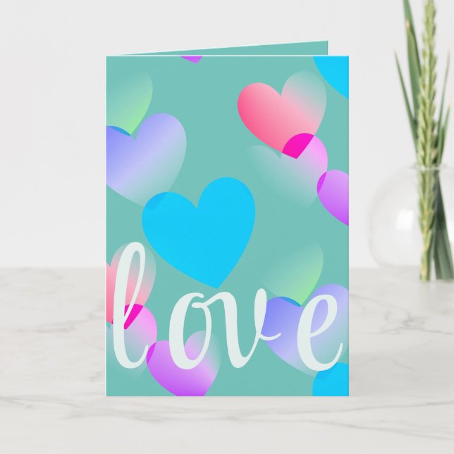 Tarjeta Festiva Personalizado Amor Gliding Hearts El día de San Va (Anverso)