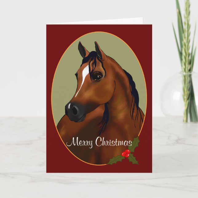 Tarjeta Festiva Personalizado Arabian Horse Navidades Cameo Card (Anverso)