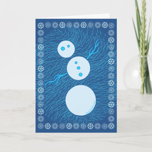 Tarjeta Festiva Personalizado azul dulce Snowman Navidades de invi (Anverso)