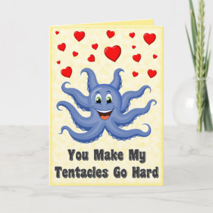 Tarjeta Festiva Personalizado azul Octopus Hearts Funny Día de San