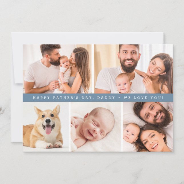 Tarjeta Festiva Personalizado azul turbio foto feliz día del padre (Anverso)