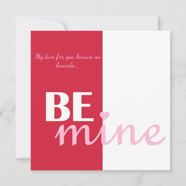 Tarjeta Festiva Personalizado Be Mine Heart Love Propuesta Red Pin (Anverso)