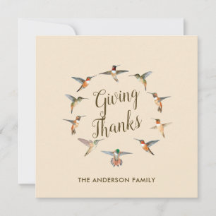 Tarjeta Festiva Personalizado Beige Hummingbirds
