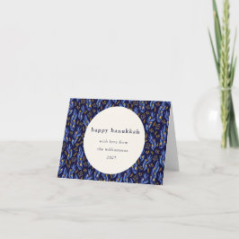 Tarjeta Festiva Personalizado botánico moderno Boho Blue Hanukkah