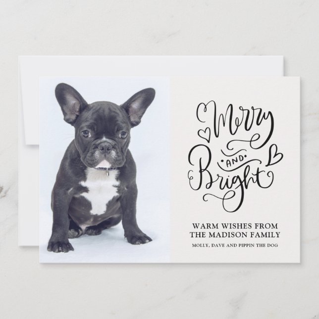 Tarjeta Festiva Personalizado Bulldog francés Puppy Merry Y Una Fo (Anverso)