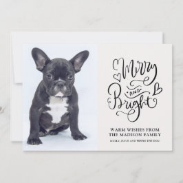 Tarjeta Festiva Personalizado Bulldog francés Puppy Merry Y Una Fo