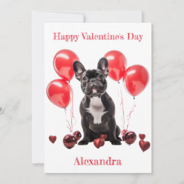 Tarjeta Festiva Personalizado Bulldog francés Red Balloons Valenti