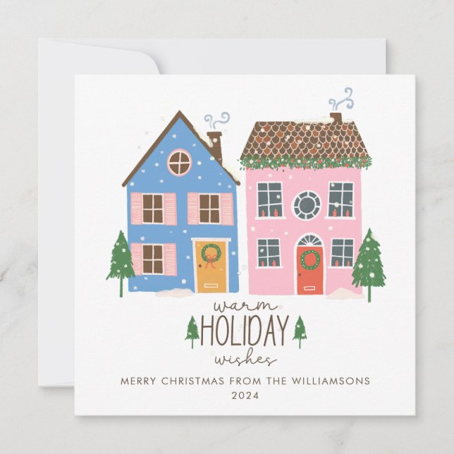 Tarjeta Festiva Personalizado cálido y acogedor pueblo invernal (Anverso)