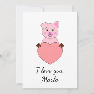 Tarjeta Festiva Personalizado cerdo enamorado de San Valentín
