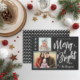Tarjeta Festiva Personalizado Chalkboard MERRY y BRIGHT Multi Phot