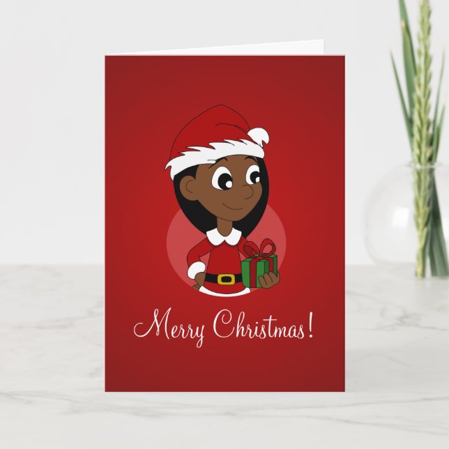 Tarjeta Festiva personalizado chica navidades (Anverso)