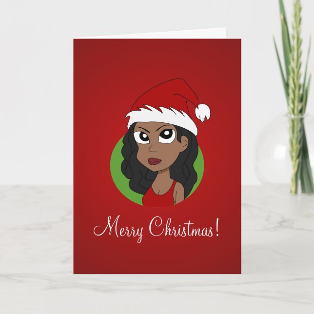Tarjeta Festiva personalizado chica navidades (Anverso)