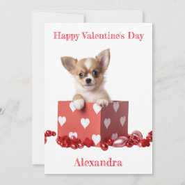 Tarjeta Festiva Personalizado Chihuahua Puppy Heart Box Valentine