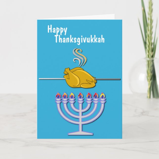 Tarjeta Festiva Personalizado chistoso de Thanksgivukkah (Anverso)