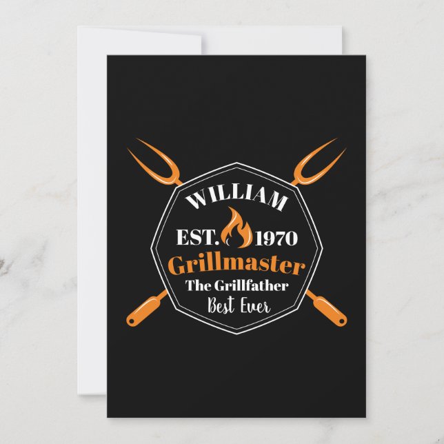 Tarjeta Festiva personalizado cocinero maestro de parrilladas (Anverso)