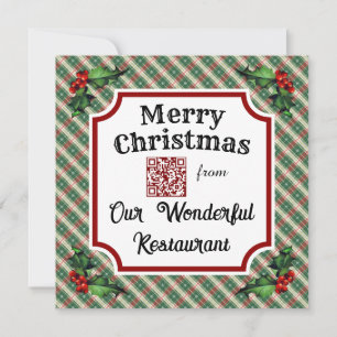 Tarjeta Festiva Personalizado Código QR Navidades de restaurante r