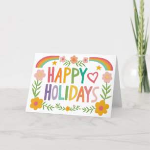 Tarjeta Festiva Personalizado colorido dibujado a mano con arco ir