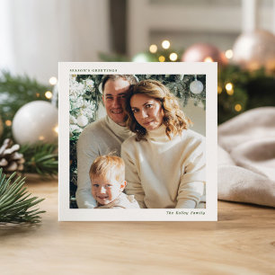 Tarjeta Festiva Personalizado con una sola foto cuadrada minimalis