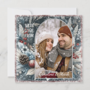 Tarjeta Festiva Personalizado Copos de nieve y guirnaldas botánica