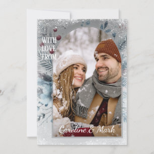 Tarjeta Festiva Personalizado Copos de nieve y guirnaldas botánica