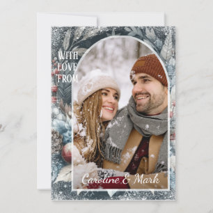 Tarjeta Festiva Personalizado Copos de nieve y guirnaldas botánica