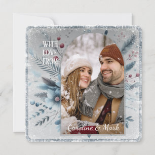 Tarjeta Festiva Personalizado Copos de nieve y guirnaldas botánica
