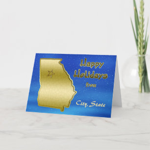 Tarjeta Festiva Personalizado cósmico del mapa de Georgia del