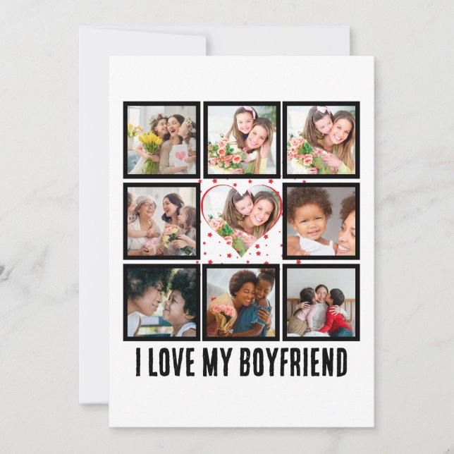 Tarjeta Festiva Personalizado Cute Amo a mi novio 9 Composición de (Anverso)