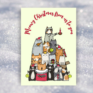 Tarjeta Festiva Personalizado Cute Meowy Navidades Personalizados
