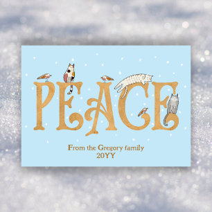 Tarjeta Festiva Personalizado Cute Paz Gatos Aves Personalizado de