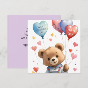 Tarjeta Festiva Personalizado Cute Watercolor Teddy Bear Día de Sa