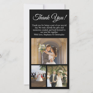 Tarjeta Festiva personalizado de 3 Collages de fotos Gracias Boda 
