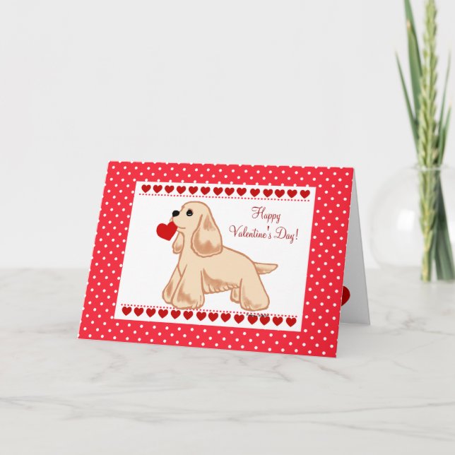 Tarjeta Festiva Personalizado de American Cocker Spaniel Valentine (Anverso)