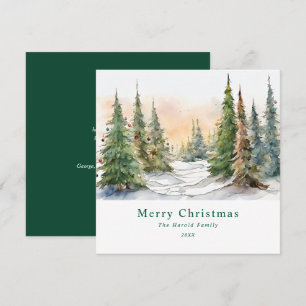 Tarjeta Festiva Personalizado de arte del paisaje del árbol de nav