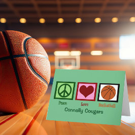 Tarjeta Festiva Personalizado de baloncesto Peace Love Navidades v