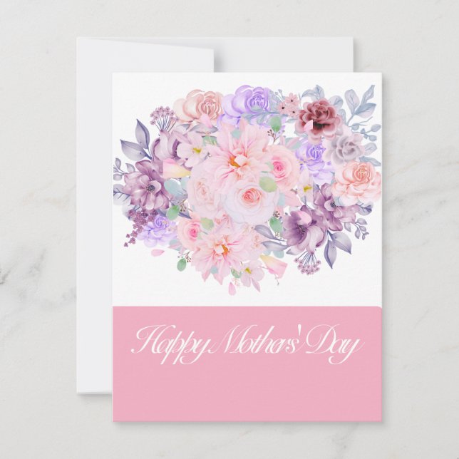 Tarjeta Festiva Personalizado de Bouquet acuarela vibrante floral (Anverso)