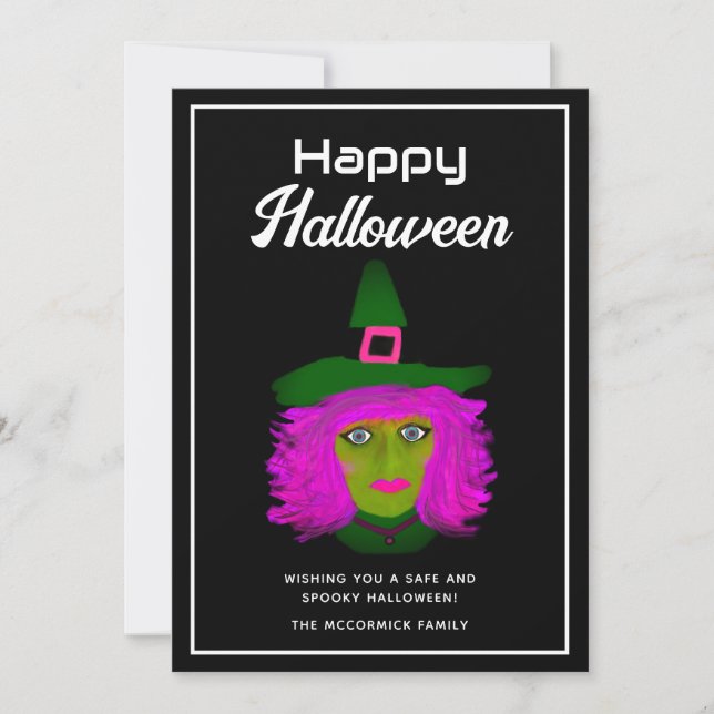 Tarjeta Festiva Personalizado de Brujas Malvadas de Halloween para (Anverso)