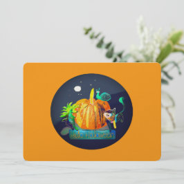 Tarjeta Festiva Personalizado de calabaza - Halloween Animales y L