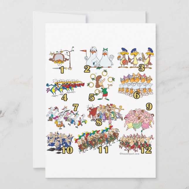 Tarjeta Festiva personalizado de canciones de navidades de doce dí (Anverso)