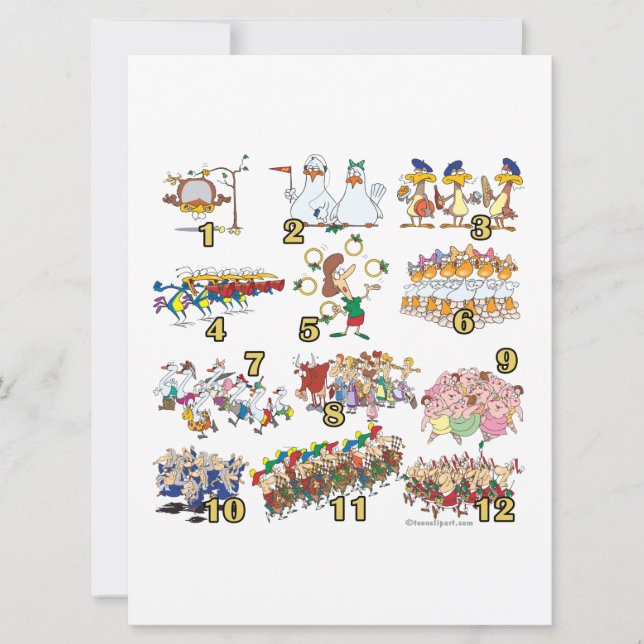 Tarjeta Festiva personalizado de canciones de navidades de doce dí (Anverso)