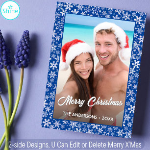 Tarjeta Festiva Personalizado de copo de nieve foto Diseño de dos 
