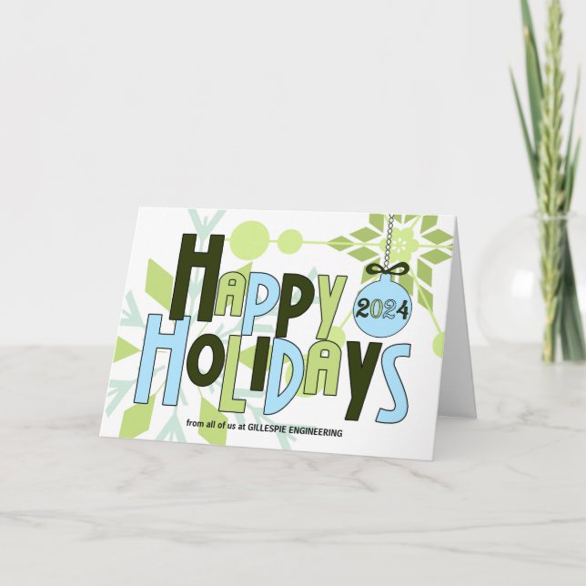Tarjeta Festiva Personalizado de copo de nieve moderno 2024 (Anverso)