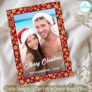 Tarjeta Festiva Personalizado de copos de nieve Navidades de foto