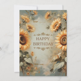 Tarjeta Festiva Personalizado de cumpleaños Sun Flowers Floral