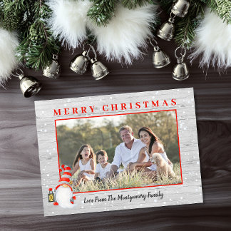 Tarjeta Festiva Personalizado de Cute Gnome Foto Navidades rusos