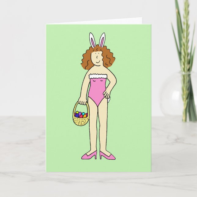 Tarjeta Festiva Personalizado de Easter Bunny Chica (Anverso)